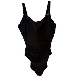 Miraclesuit Women's Black Square Neck One Piece Swimsuit in Size 16DD